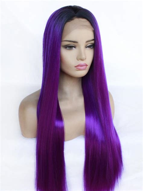 purple human hair lace front wig|purple long hair wig.